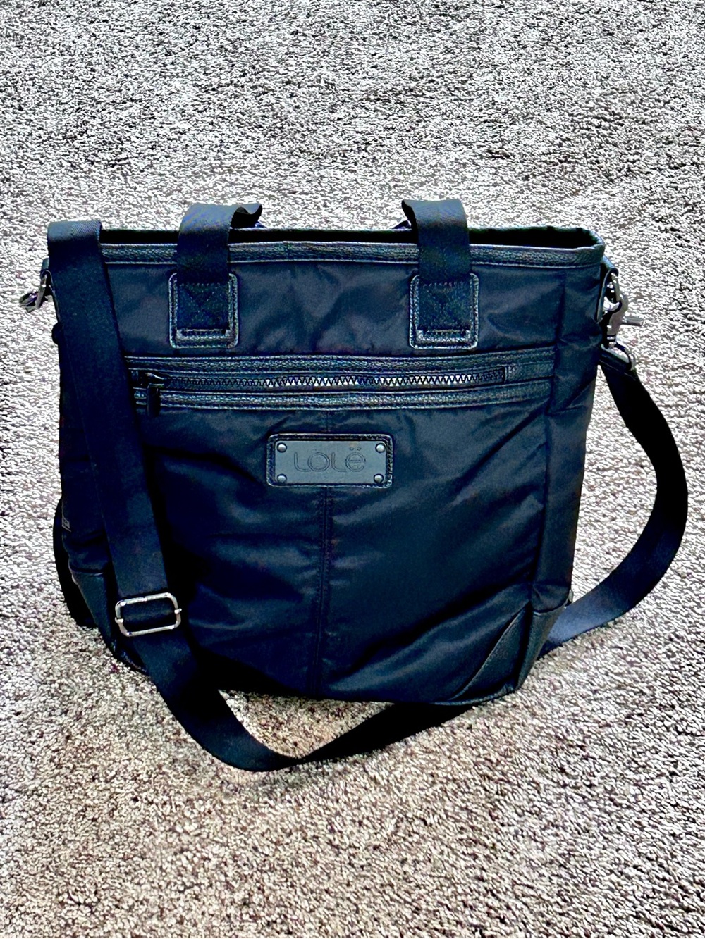 Lole Lily Mini Bag Convertible 3-in-1 Crossbody Backpack Tote Black Nylon 13x13